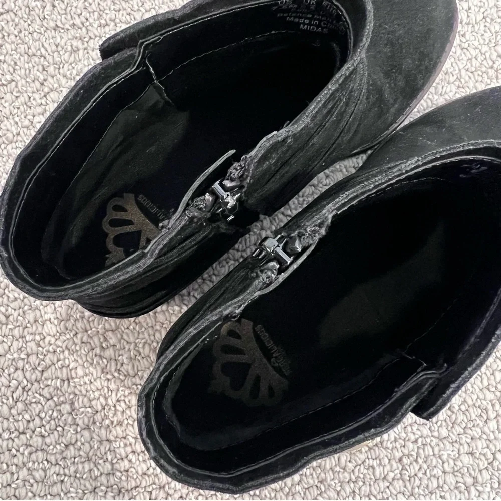 Fergalicious By Fergie Midas Black Women’s Ankle Boots Size 7.5 M New Side Zip,